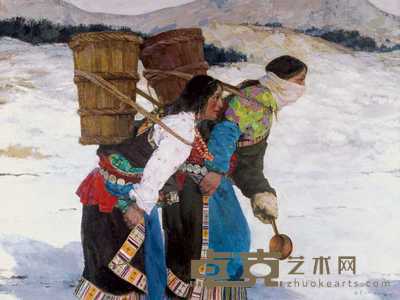 赵雅莲 藏女背水 97×130cm
